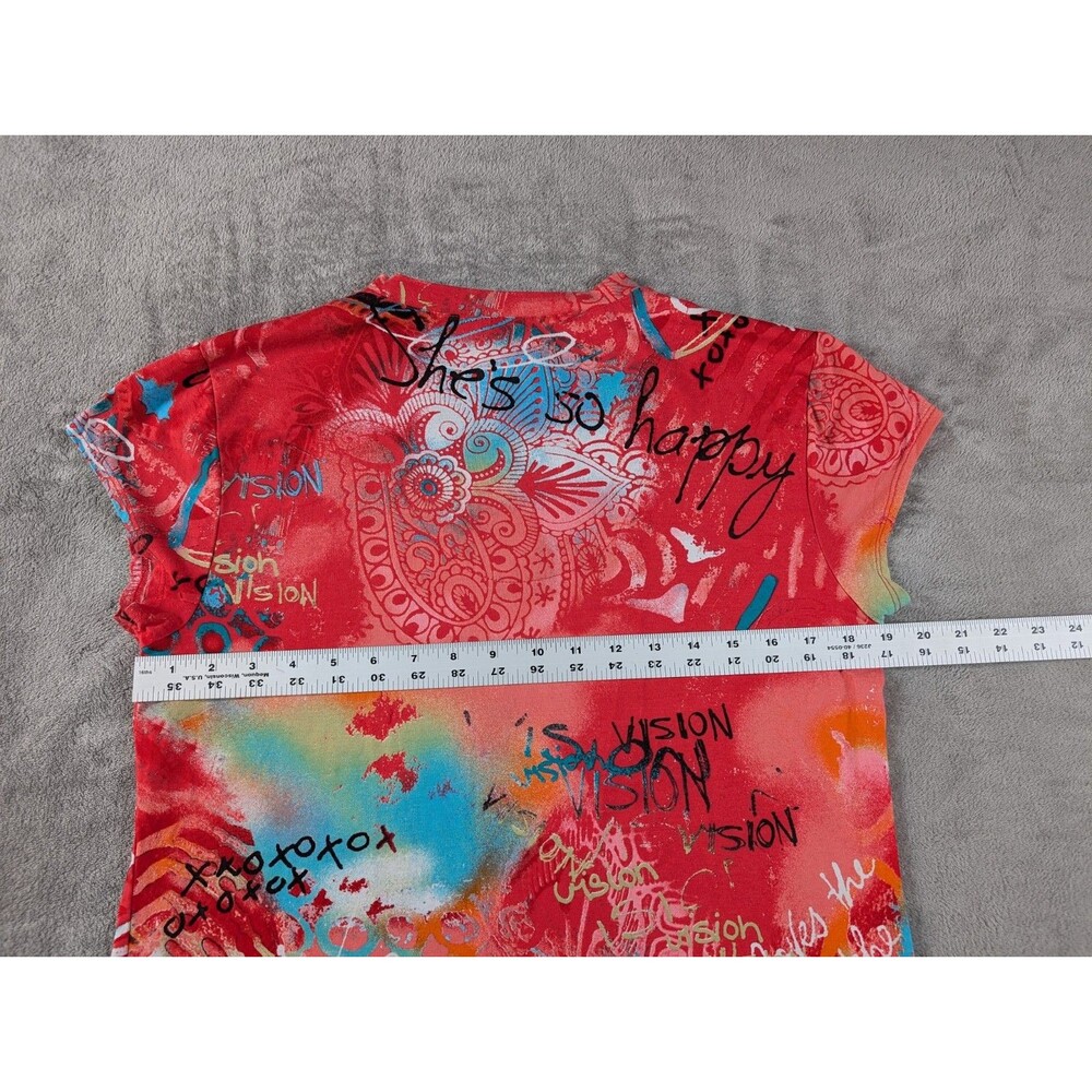 Vintage Y2K Chico's Tee Womens 2 Butterfly Graphic V Neck Short Sleeve Retro - Picture 6 of 7
